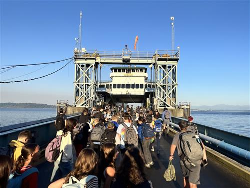 commuter students boarding the ferry